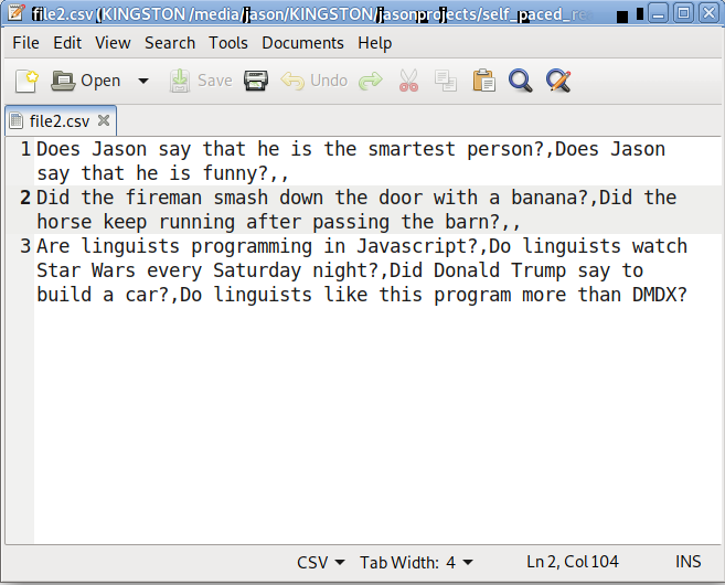 example of a csv for questions