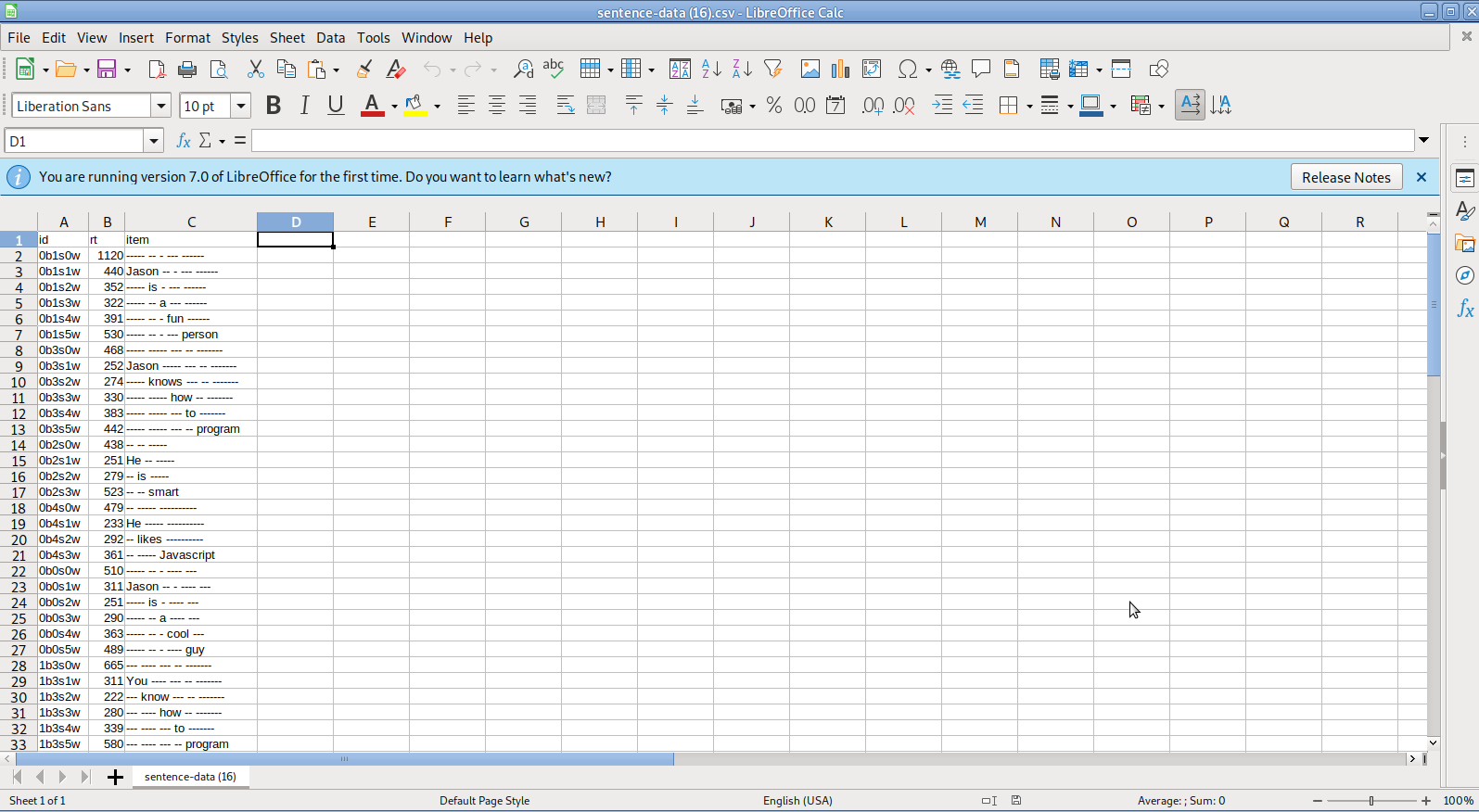 example of results